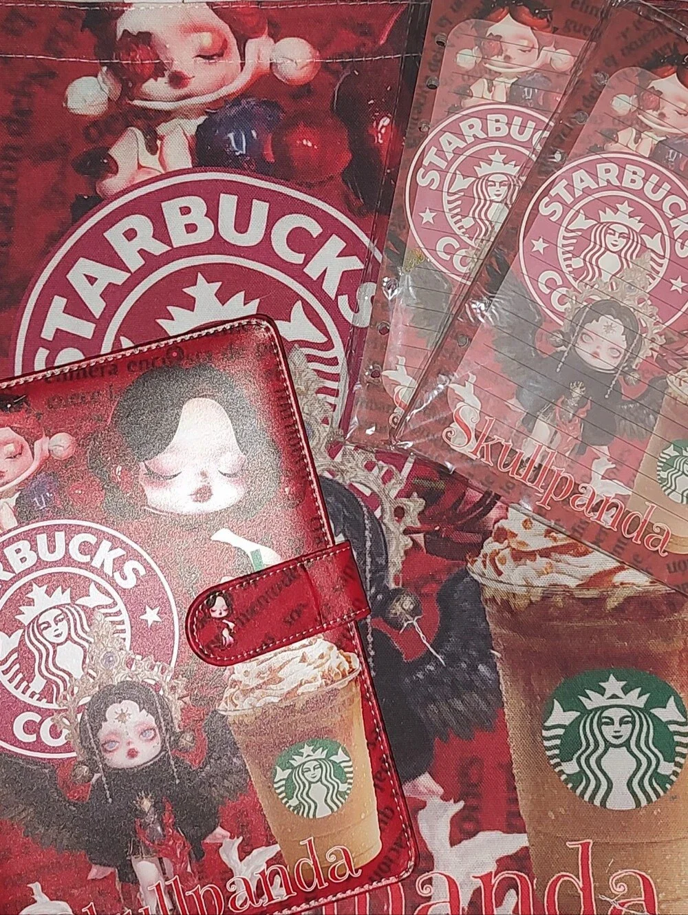 New! Starbucks/Skullpanda Graphic Notebook/ Paper/ Canvas Tote Bag